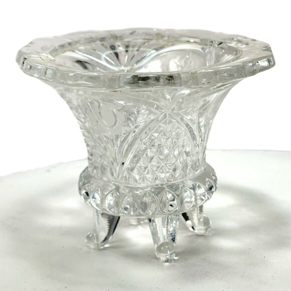 Vintage Footed Etched Glass Vase/Candy Dish With Floral Design 4" H x 6" W - Picture 1 of 7